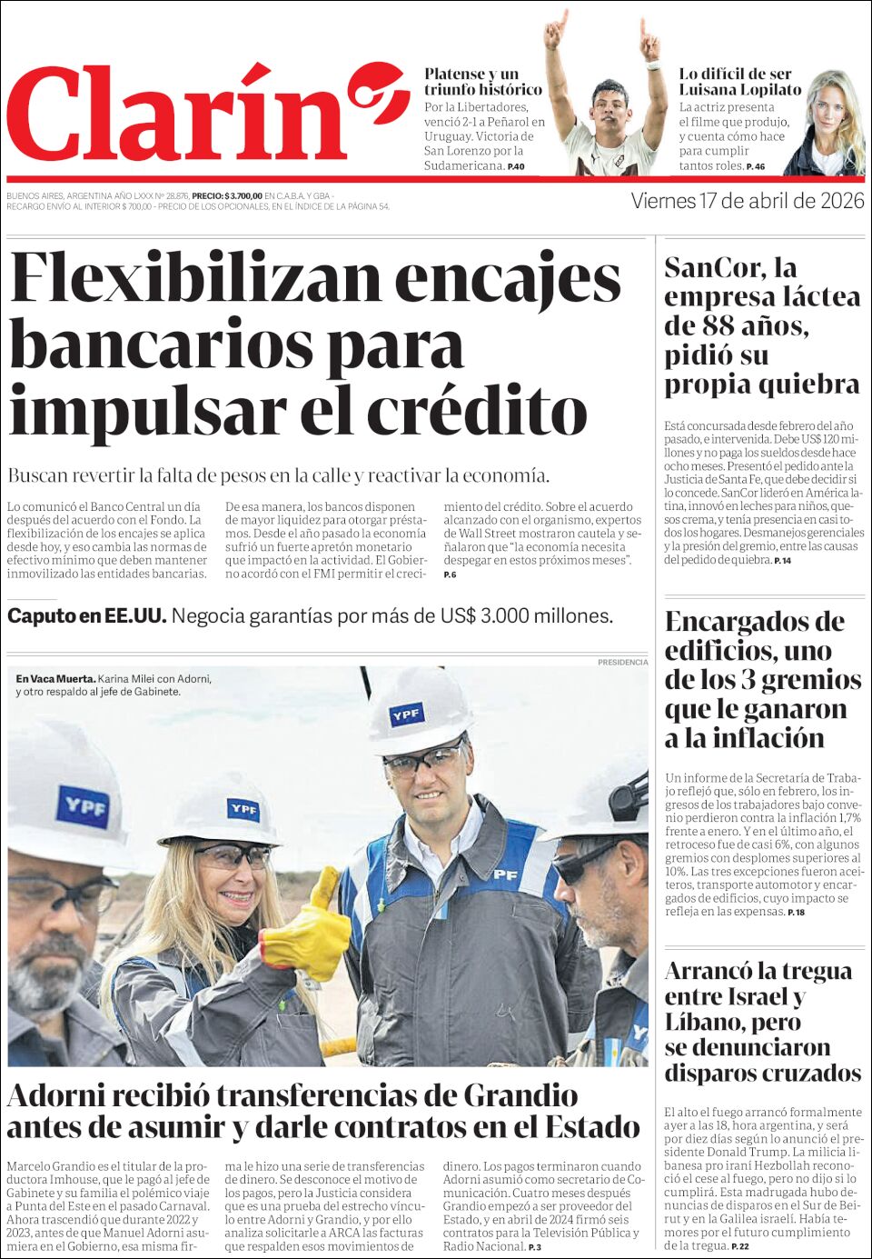 Media Panel - Developments and Systems | REFLEJO DE RADIO - Tapa del diario Clarín 