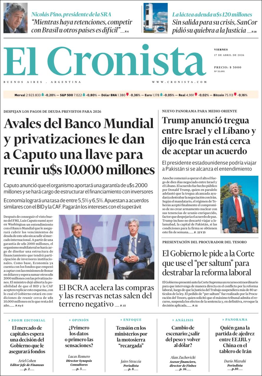 Media Panel - Developments and Systems | REFLEJO DE RADIO - Tapa del diario El Cronista