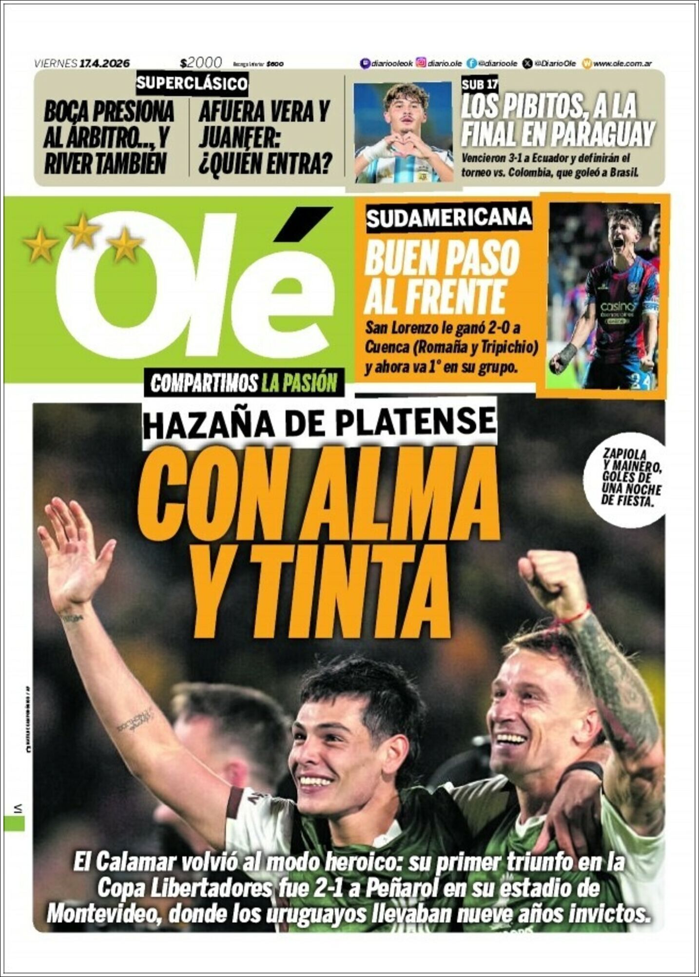 Media Panel - Developments and Systems | REFLEJO DE RADIO - Tapa del diario Olé